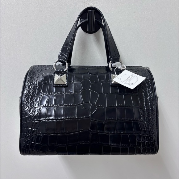 NWT Michael Kors Grayson Black Medium Crocodile-Embossed Leather Duffel Satchel - Picture 4 of 13